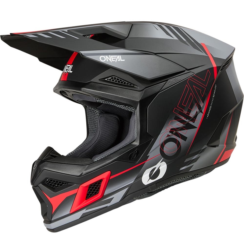 Cască motocross O'Neal 3SRS Haze negru mat-gri-roșu
