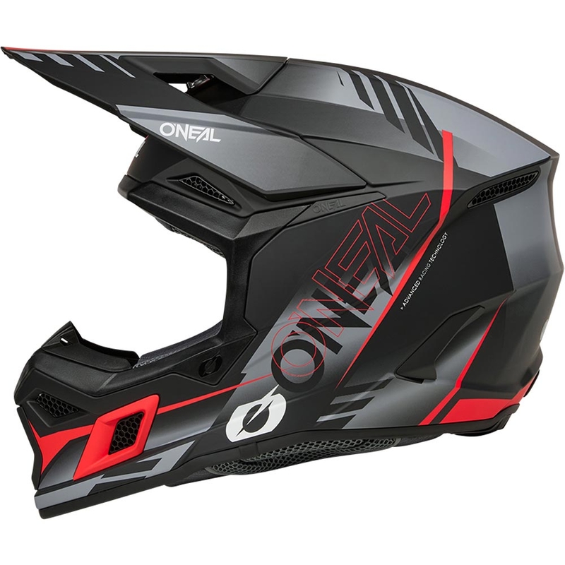 Cască motocross O'Neal 3SRS Haze negru mat-gri-roșu