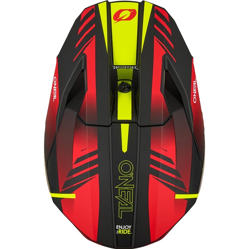 Cască motocross O'Neal 3SRS Haze negru mat-roșu-galben fluo