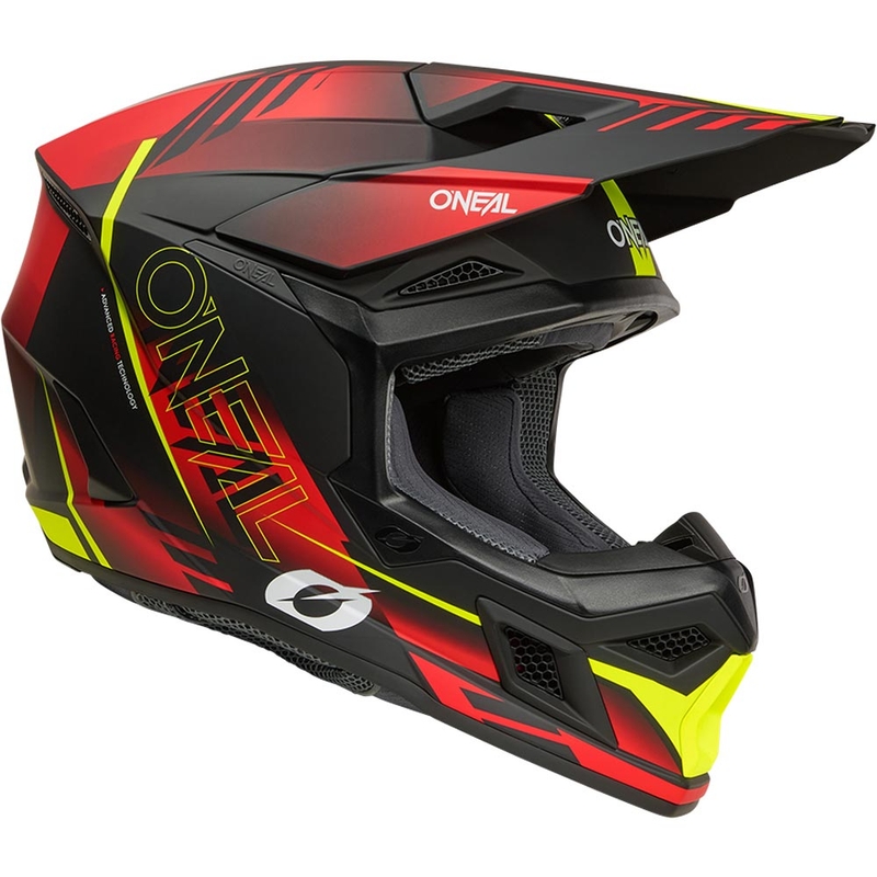 Cască motocross O'Neal 3SRS Haze negru mat-roșu-galben fluo