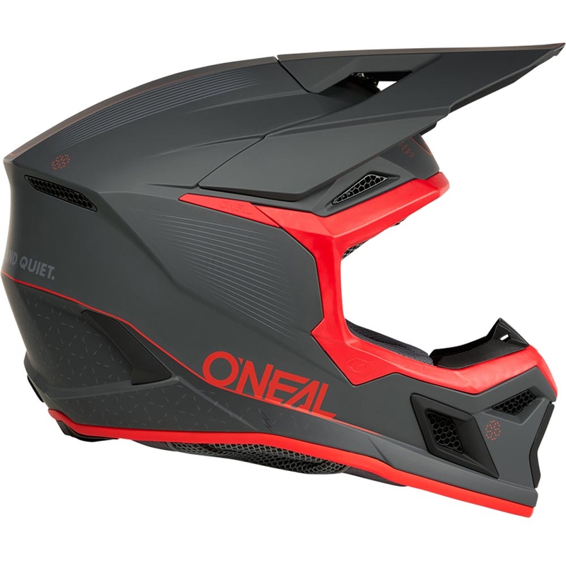 Cască motocross O'Neal 3SRS E-stroke gri-roșu mat