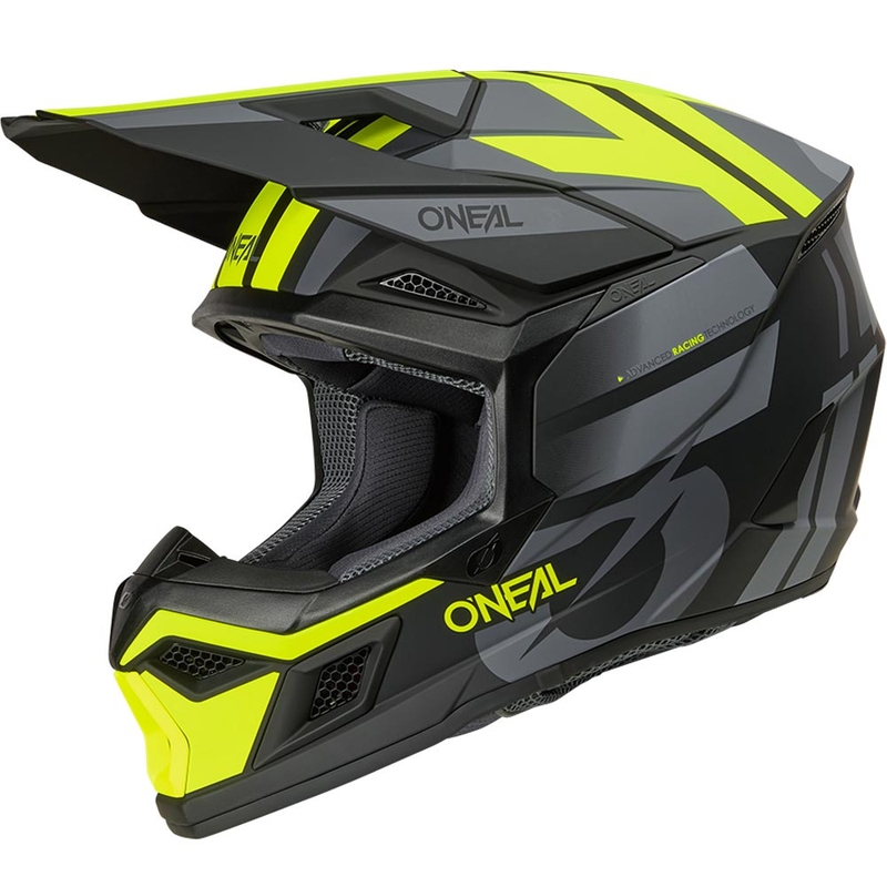 Cască motocross O´Neal 3SRS Ride negru mat-gri-galben fluo