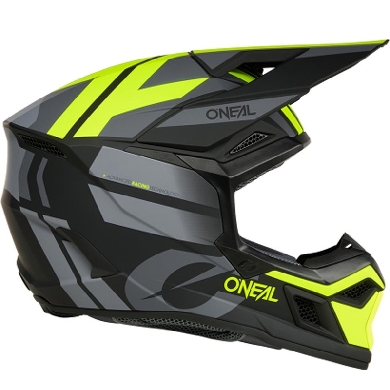 Cască motocross O´Neal 3SRS Ride negru mat-gri-galben fluo