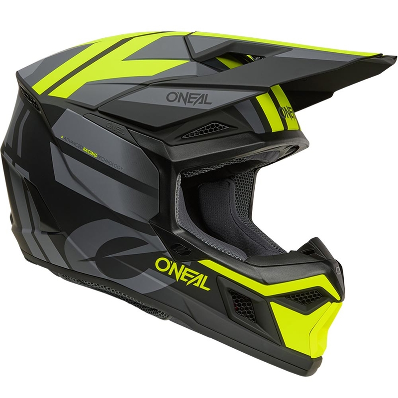 Cască motocross O´Neal 3SRS Ride negru mat-gri-galben fluo
