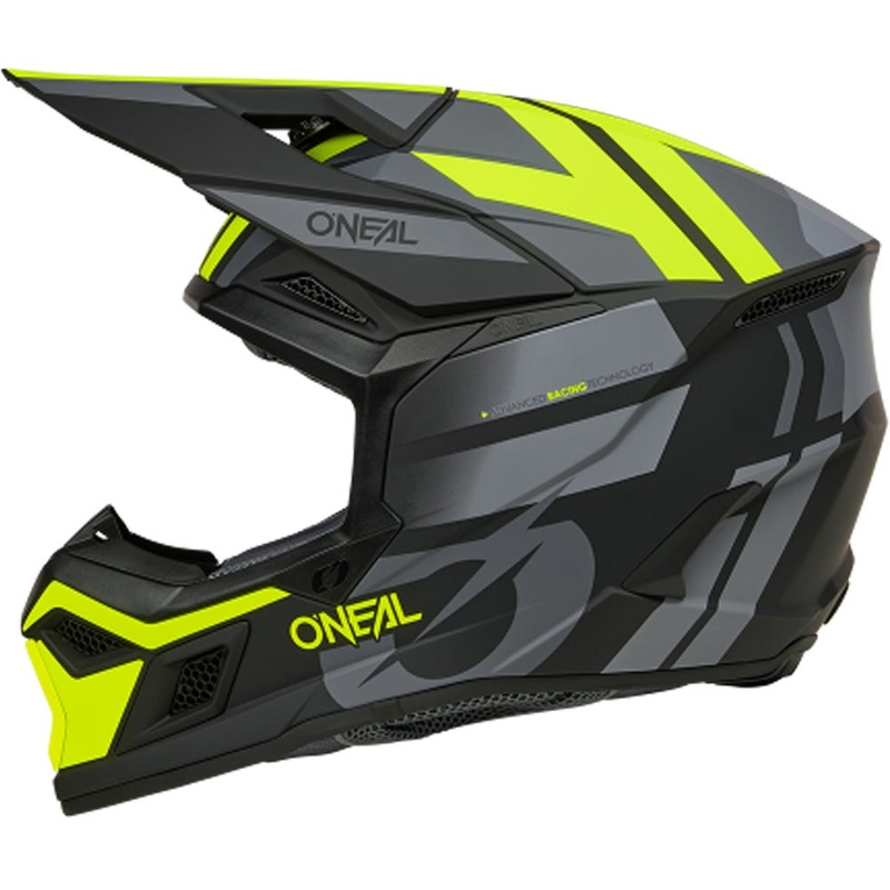 Cască motocross O´Neal 3SRS Ride negru mat-gri-galben fluo