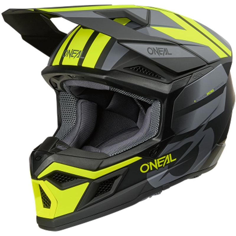Cască motocross O´Neal 3SRS Ride negru mat-gri-galben fluo