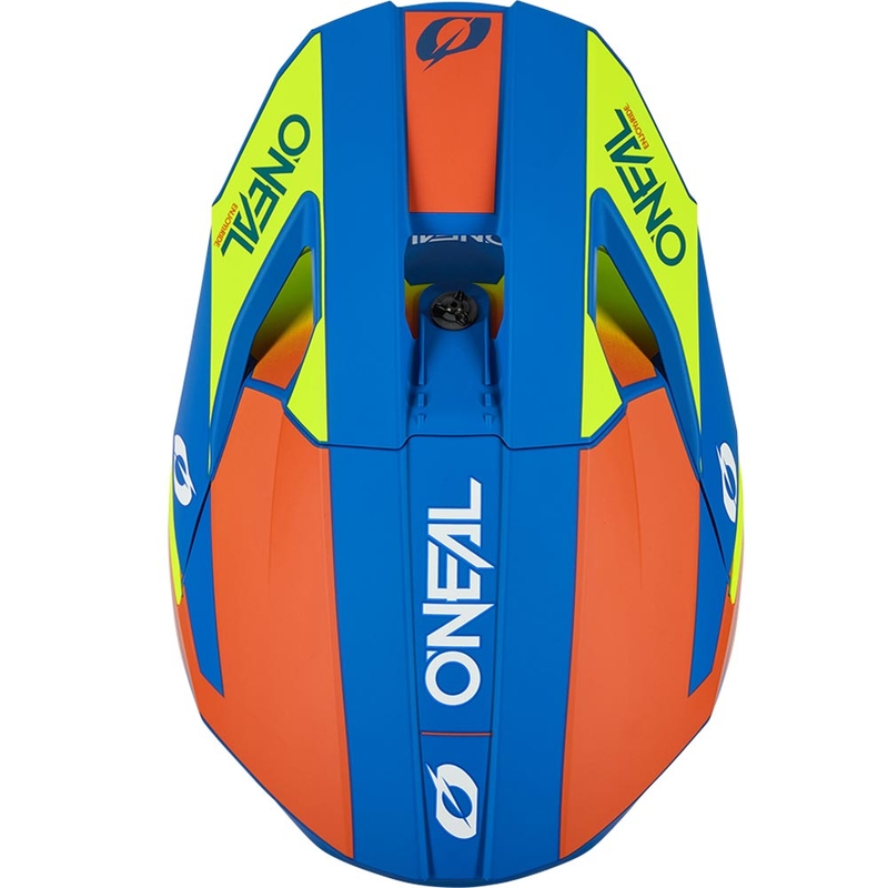 Cască motocross O´Neal 3SRS Solid albastru mat-galben fluo