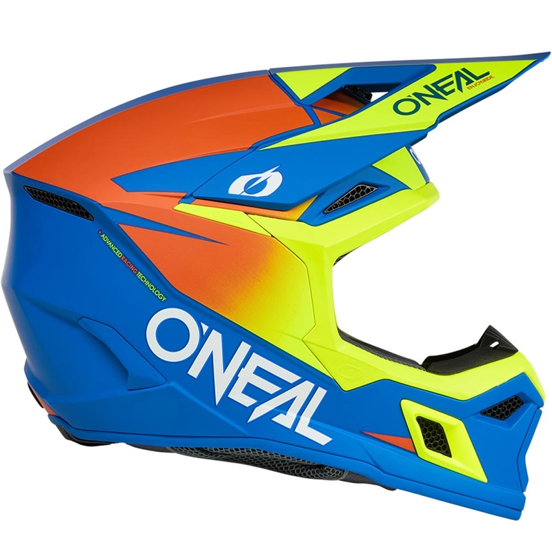 Cască motocross O´Neal 3SRS Solid albastru mat-galben fluo