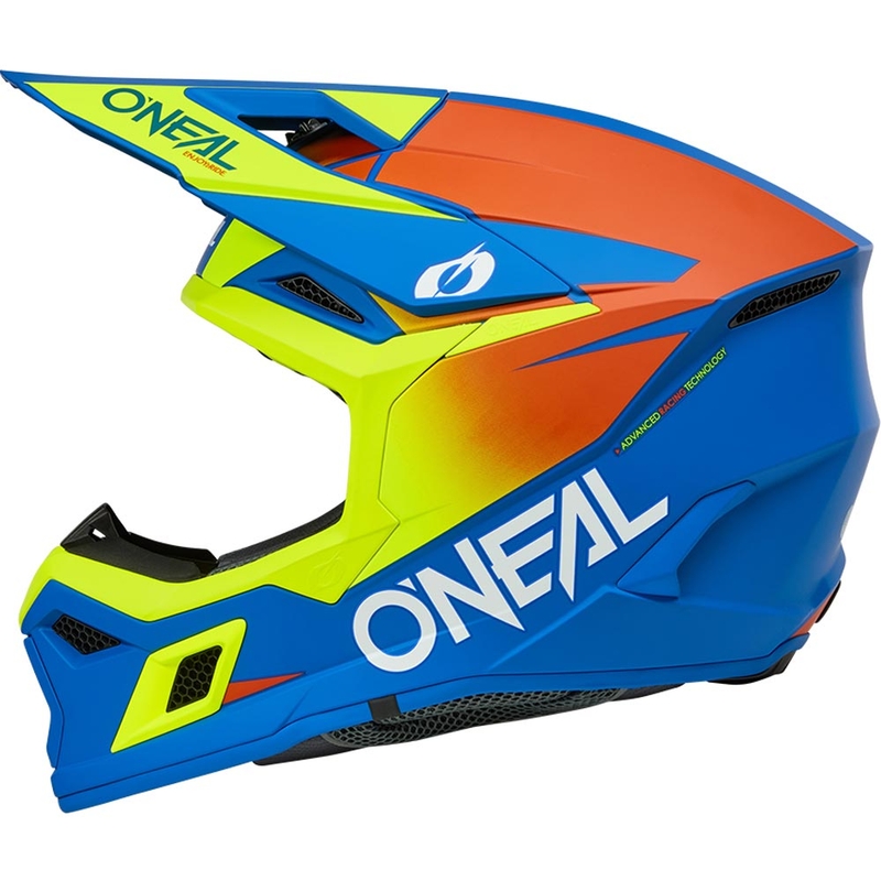 Cască motocross O´Neal 3SRS Solid albastru mat-galben fluo