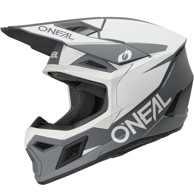 Cască motocross O´Neal 3SRS Solid alb-gri mat