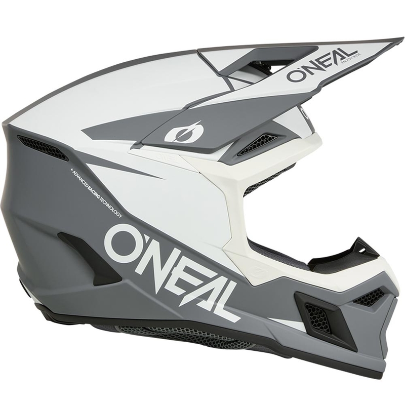Cască motocross O´Neal 3SRS Solid alb-gri mat