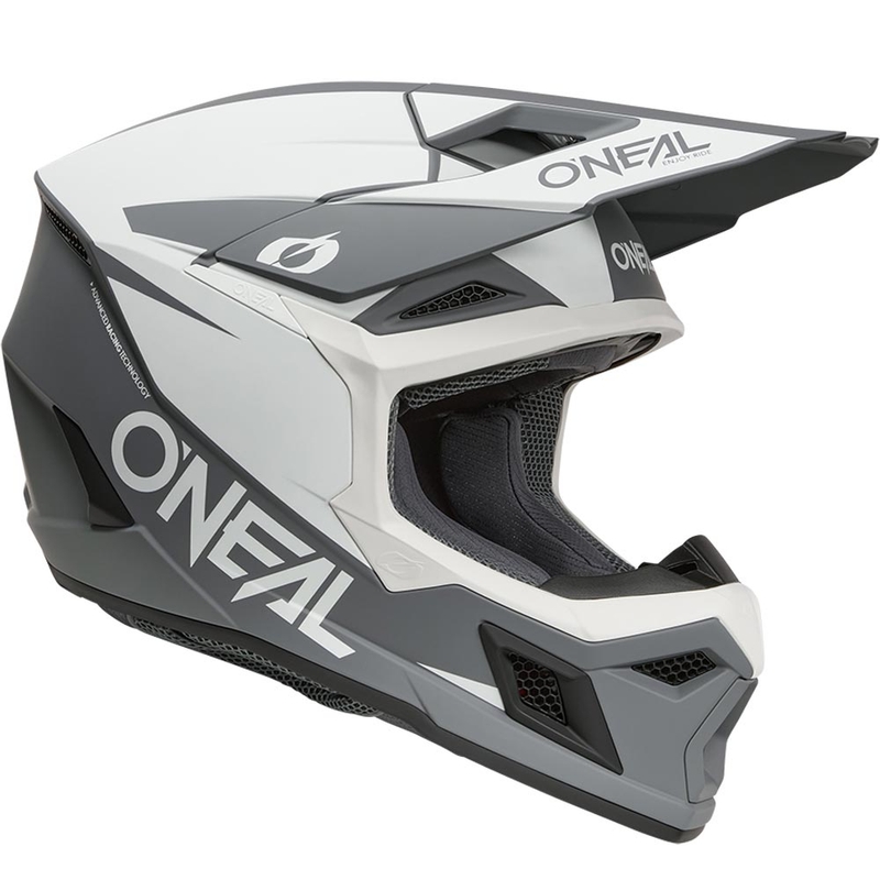 Cască motocross O´Neal 3SRS Solid alb-gri mat