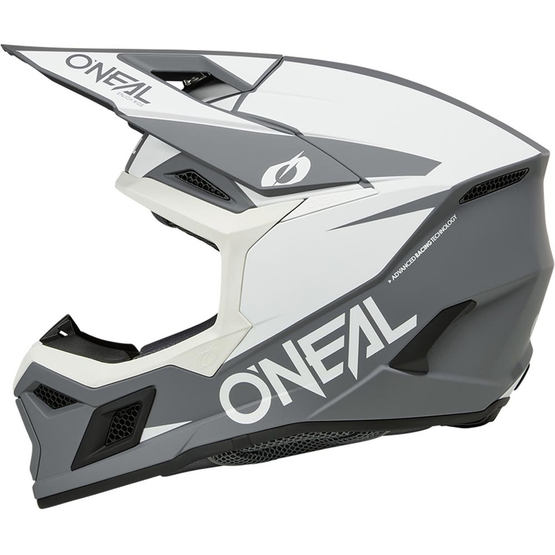Cască motocross O´Neal 3SRS Solid alb-gri mat