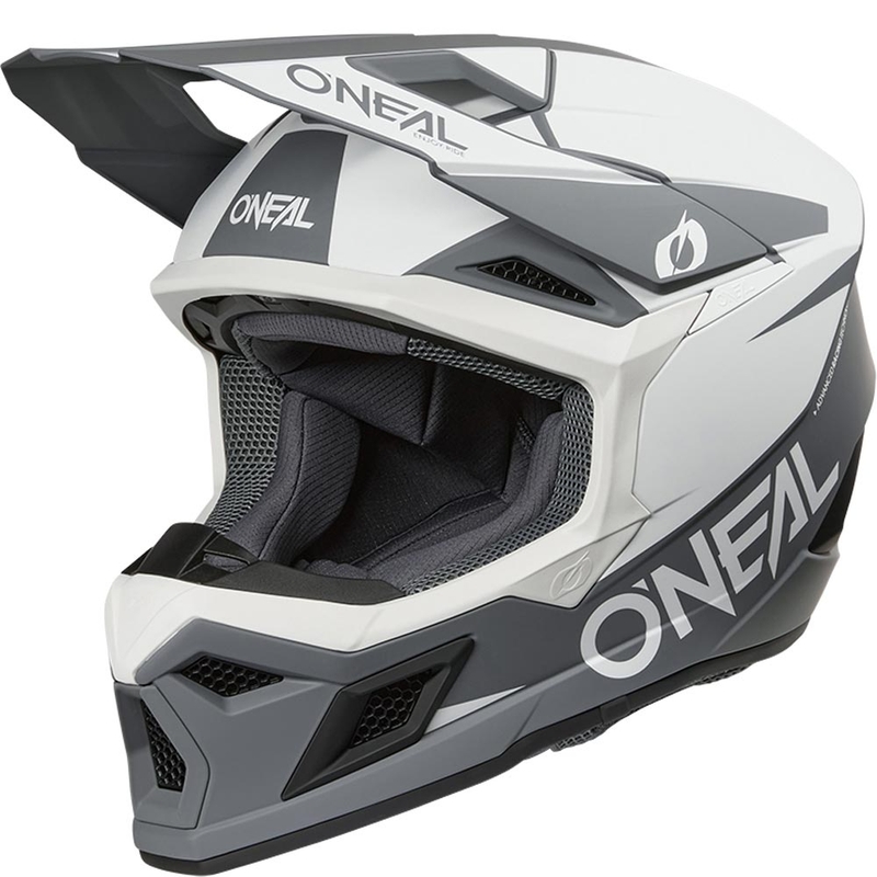 Cască motocross O´Neal 3SRS Solid alb-gri mat
