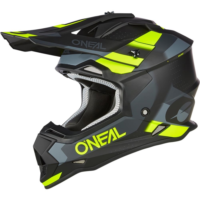 Cască motocross O´Neal 2SRS Spyde negru mat-gri-galben fluo