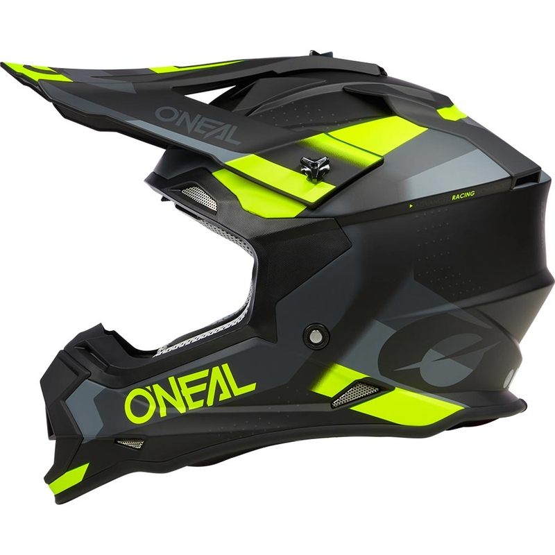 Cască motocross O´Neal 2SRS Spyde negru mat-gri-galben fluo