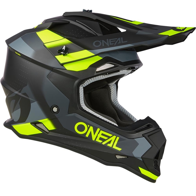 Cască motocross O´Neal 2SRS Spyde negru mat-gri-galben fluo