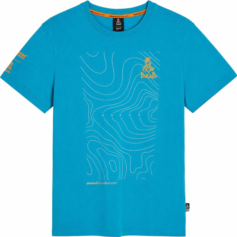Tricou albastru cu harta Dakar