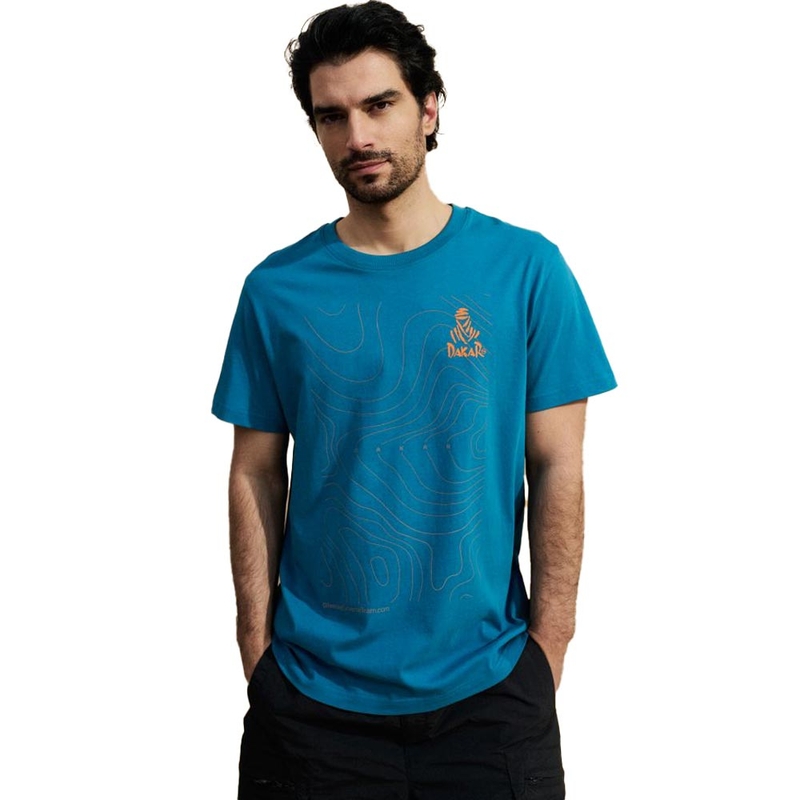 Tricou albastru cu harta Dakar