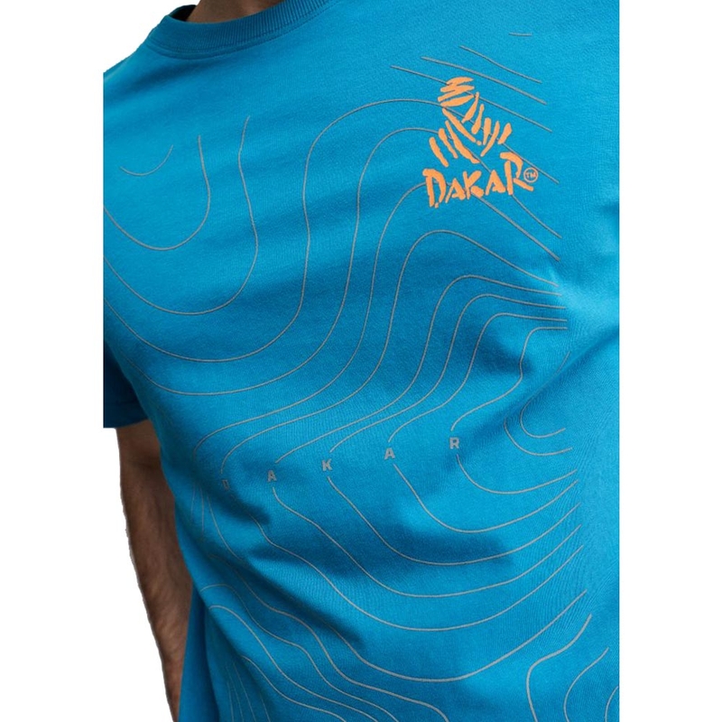 Tricou albastru cu harta Dakar