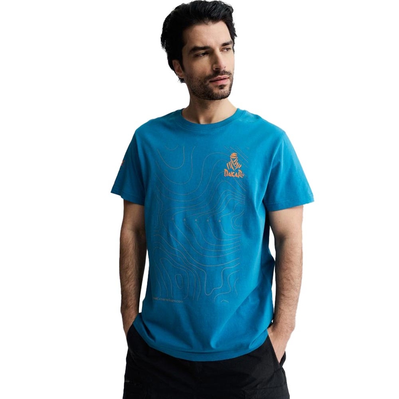 Tricou albastru cu harta Dakar