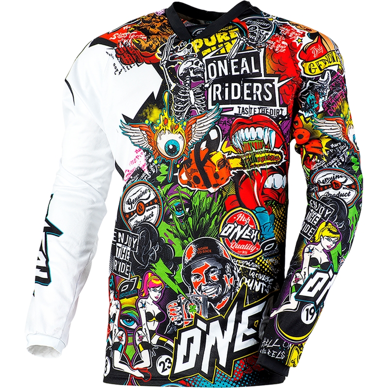 Tricou motocross O´Neal Mayhem Crank negru-multicolor