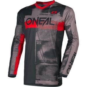 Tricou motocross O'Neal Element Roller gri-roșu