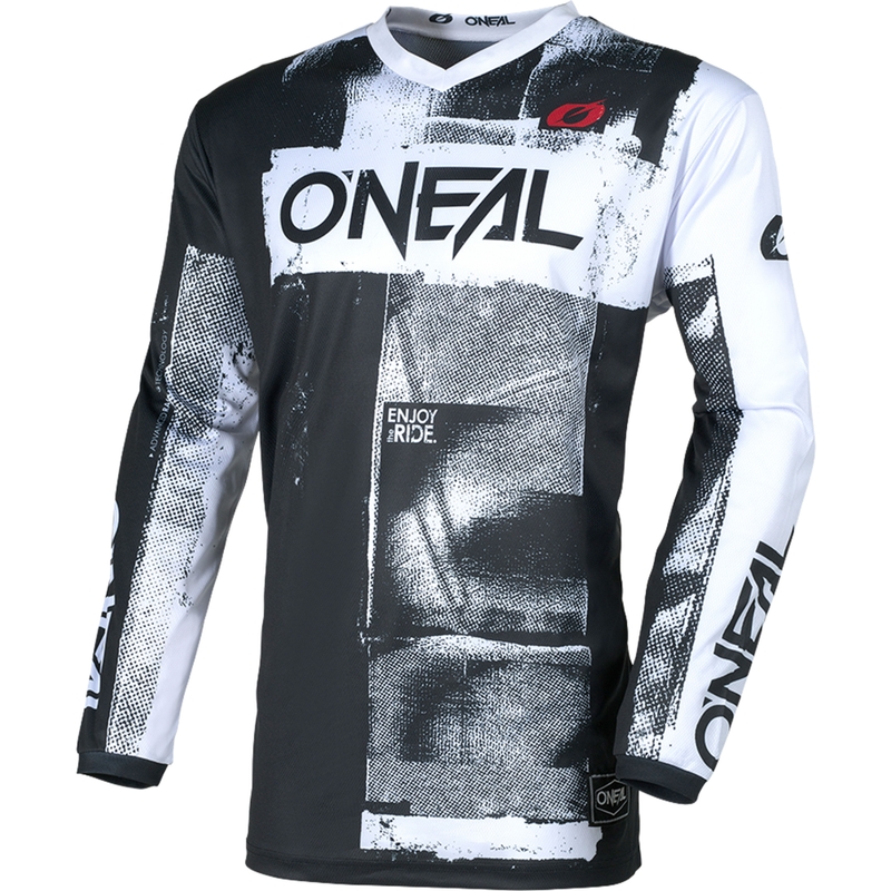 Tricou motocross O'Neal Element Roller negru-alb