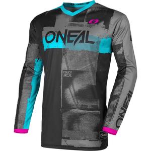 Tricou motocross O'Neal Element Roller pentru femei, negru-albastru