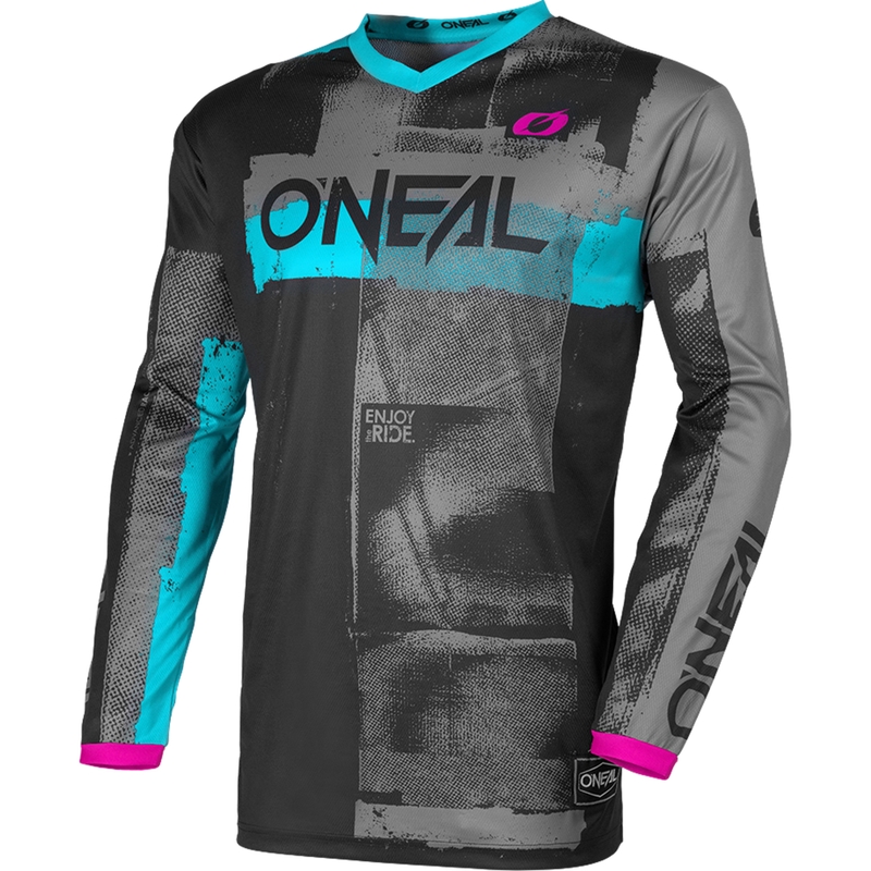 Tricou motocross O'Neal Element Roller pentru femei, negru-albastru