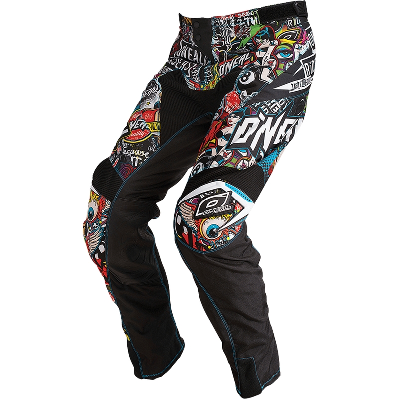 Pantaloni motocross O'Neal Mayhem Crank, culoare neagră-multicoloră