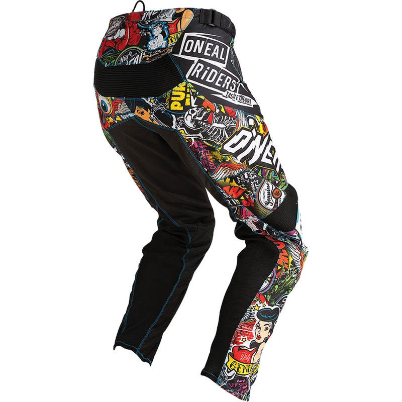 Pantaloni motocross O'Neal Mayhem Crank, culoare neagră-multicoloră