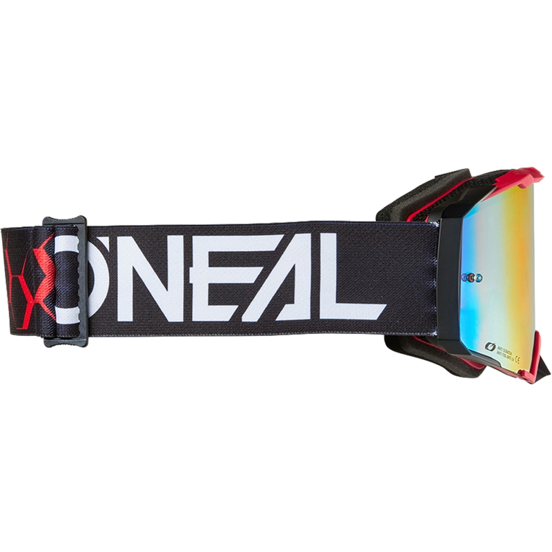 Ochelari motocross O´Neal B-33 Hexa negru-roșu (plexiglas iridium roșu)