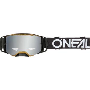 Ochelari motocross O´Neal B-33 Hexa negru-auriu (plexiglas oglindit argintiu)