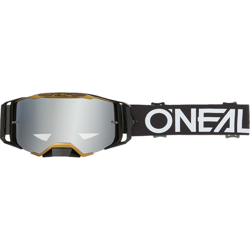 Ochelari motocross O´Neal B-33 Hexa negru-auriu (plexiglas oglindit argintiu)