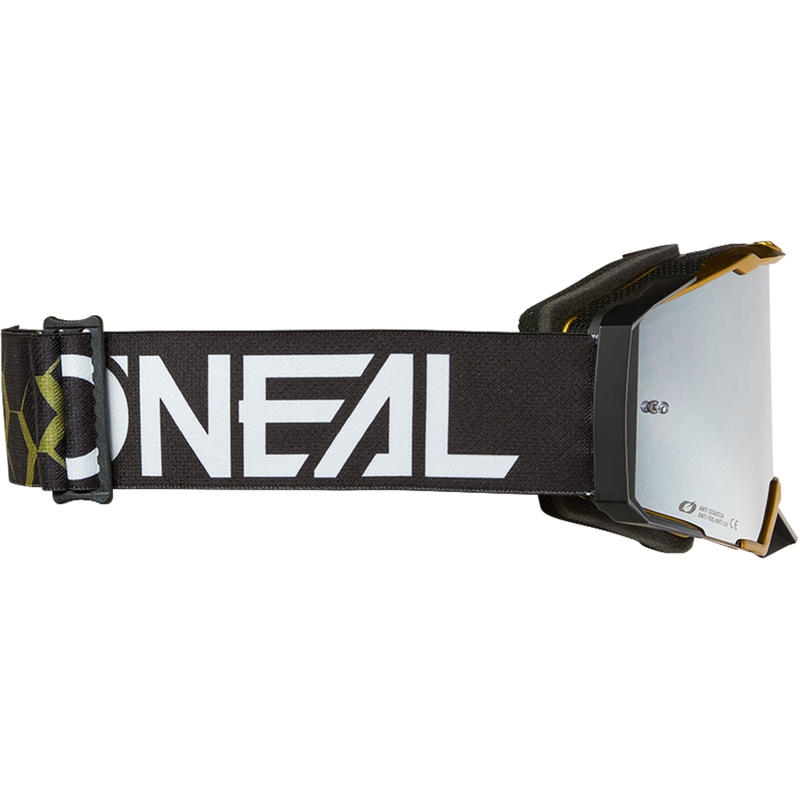 Ochelari motocross O´Neal B-33 Hexa negru-auriu (plexiglas oglindit argintiu)