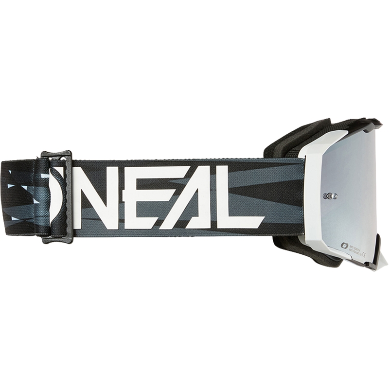 Ochelari motocross O´Neal B-33 Ictus negru-alb (plexiglas oglindit argintiu)