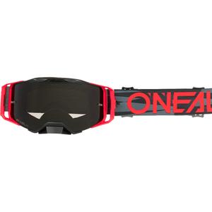 Ochelari motocross O´Neal B-33 Ictus negru-roșu (plexiglas gri)