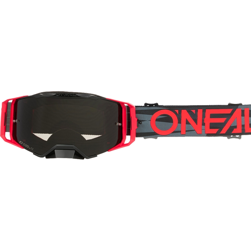 Ochelari motocross O´Neal B-33 Ictus negru-roșu (plexiglas gri)