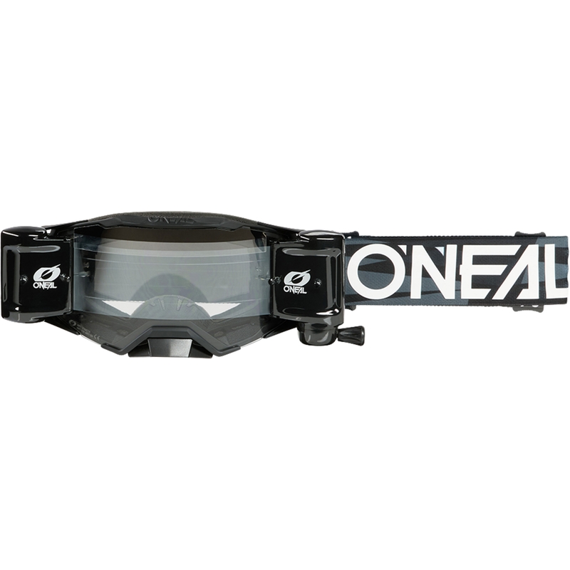 Ochelari motocross O´Neal B-33 Ictus negru-alb cu sistem Roll Off (plexiglas transparent)