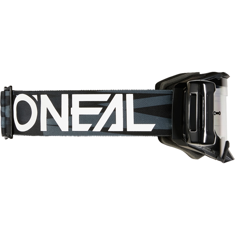 Ochelari motocross O´Neal B-33 Ictus negru-alb cu sistem Roll Off (plexiglas transparent)