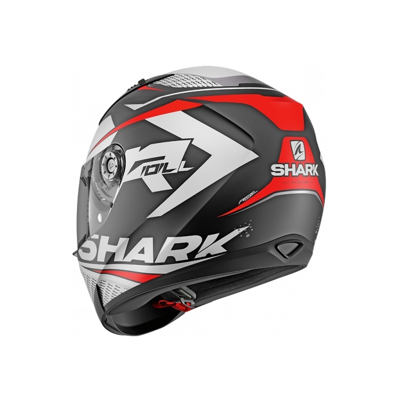 Cască integrală SHARK RIDILL 1.2 Stratom Mat gri-alb-roșu