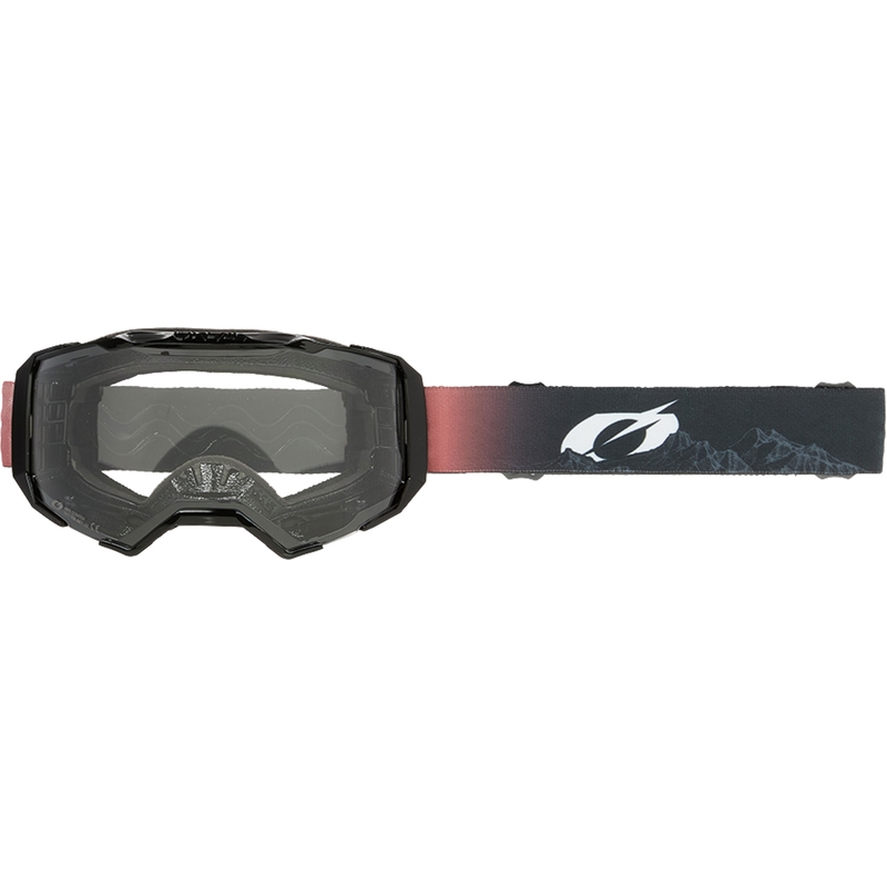 Ochelari motocross O´Neal B-22 Covert negru-roșu (plexiglas transparent)