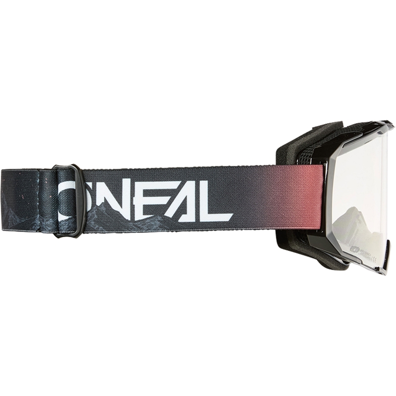 Ochelari motocross O´Neal B-22 Covert negru-roșu (plexiglas transparent)