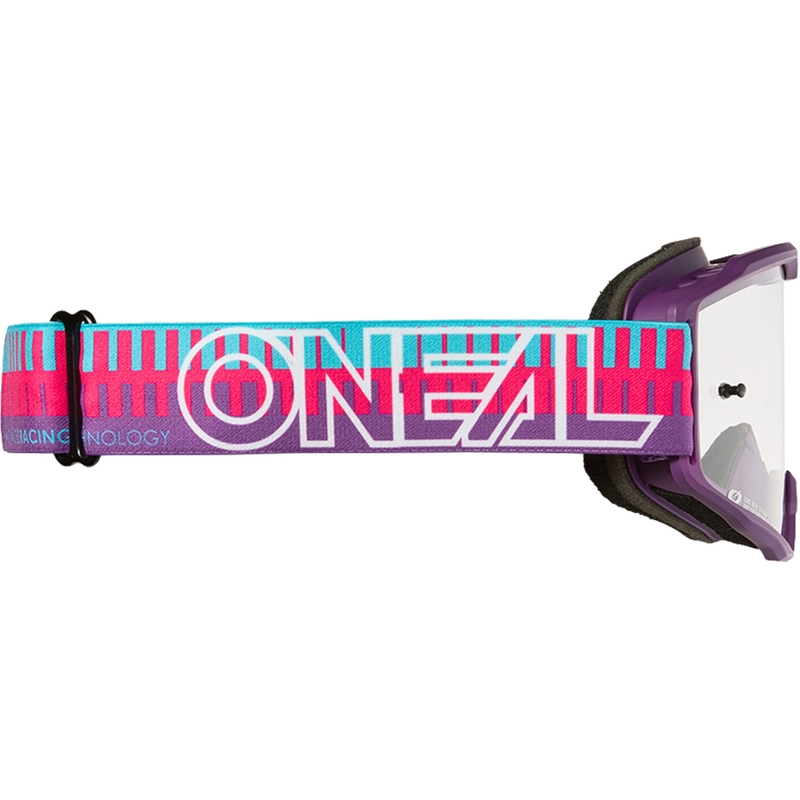 Ochelari motocross O´Neal B-10 Striped roz-violet (plexiglas transparent)
