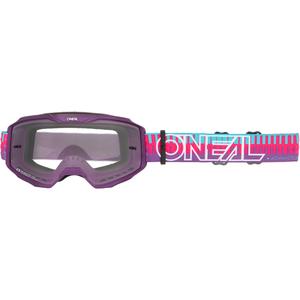 Ochelari motocross O´Neal B-10 Striped roz-violet (plexiglas transparent)