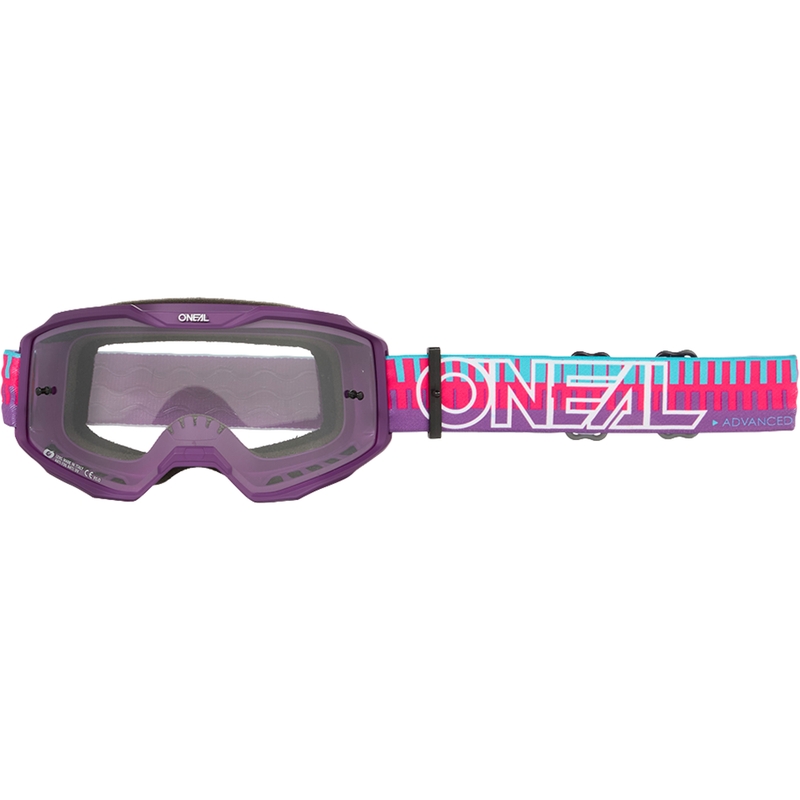 Ochelari motocross O´Neal B-10 Striped roz-violet (plexiglas transparent)
