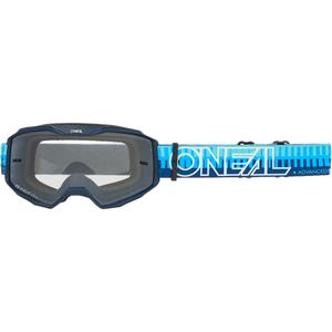 Ochelari motocross O´Neal B-10 Striped albastru (plexiglas transparent)