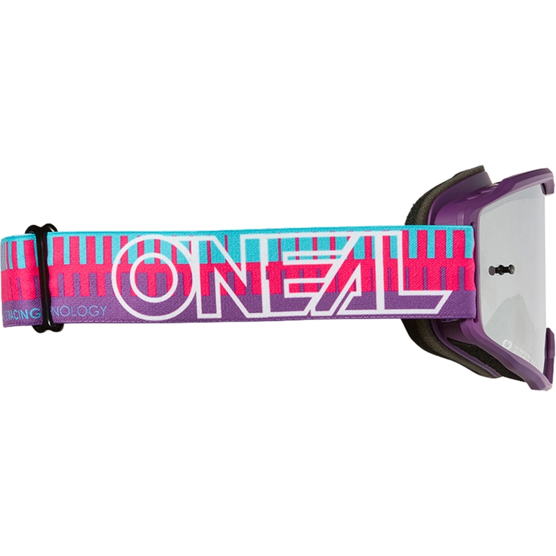 Ochelari motocross O´Neal B-10 Striped roz-violet (plexiglas argintiu oglindă)