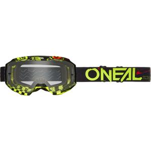 Ochelari motocross O´Neal B-10 Attack negru-galben (plexiglas transparent)
